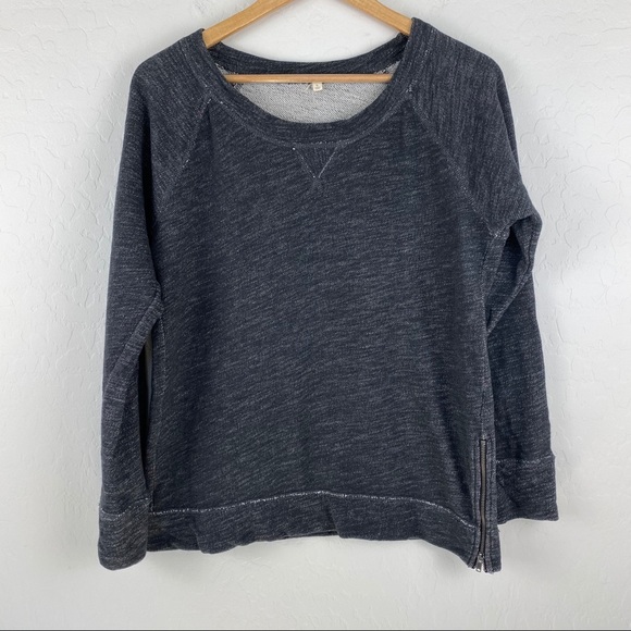 J. Crew Tops - J. Crew charcoal gray sweatshirt zip detail large
